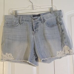 Lucky Brand Women's Shorts 6/28 Jean Denim Laguna Lace Crochet Boho Festival